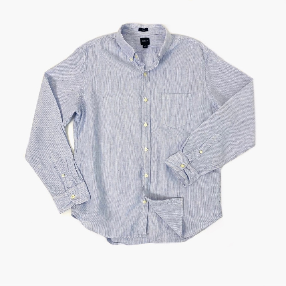 J. Crew Light Blue Striped Button-Down Shirt